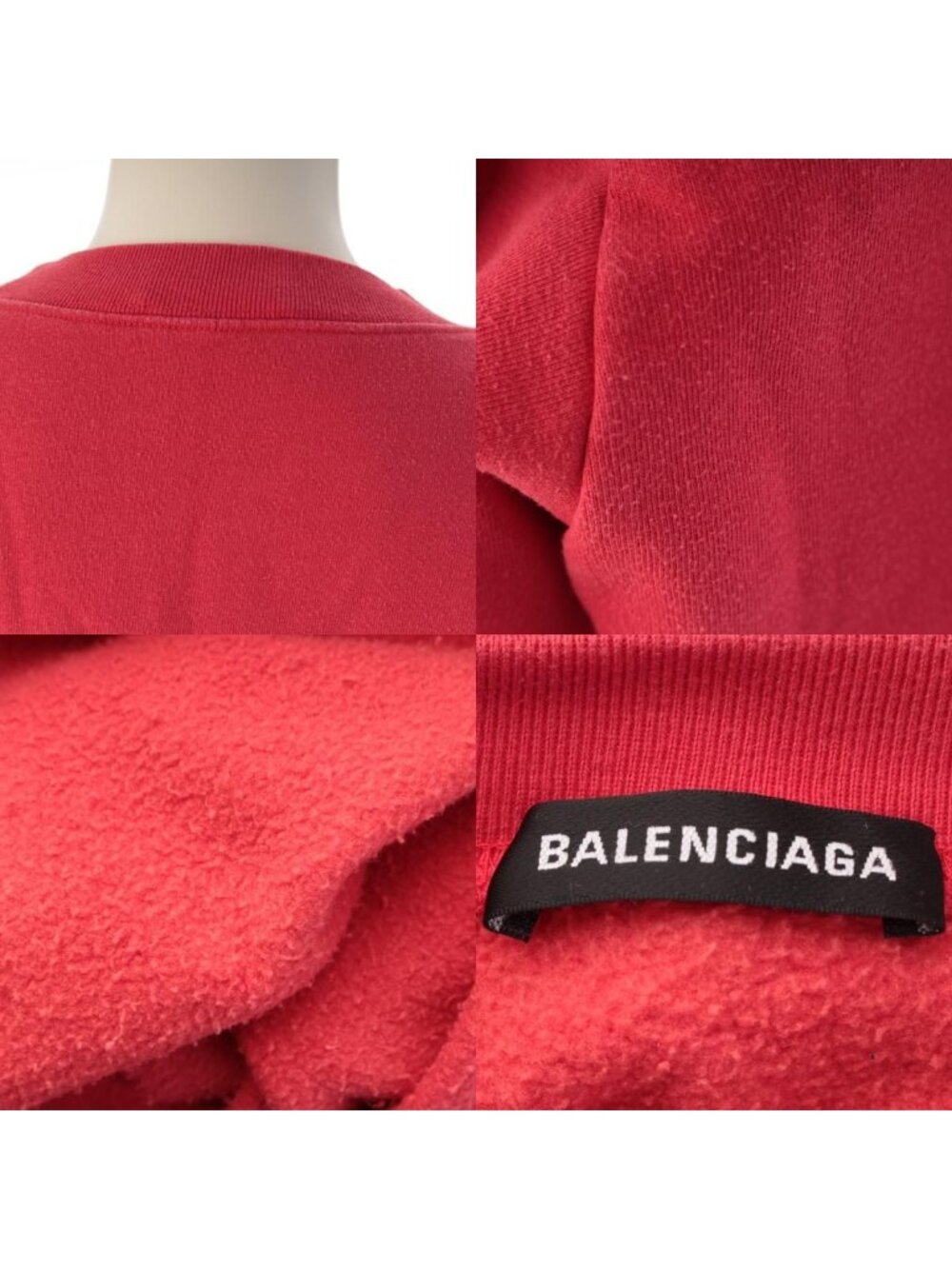 Balenciaga Cotton Small Logo Sweatshirt Top Red - Picture 9 of 10